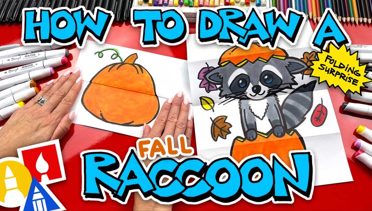 How To Draw A Fall Raccoon In A Pumpkin | Art For Kids Hub