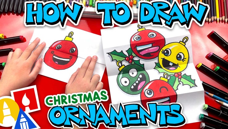 How To Draw Christmas Ornaments Folding Surprise | Art For Kids Hub
