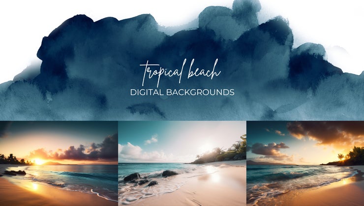 Tropical Beach Digital Backgrounds