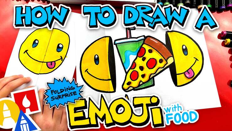How To Draw An Emoji Folding Surprise With Food Inside | Art For Kids Hub