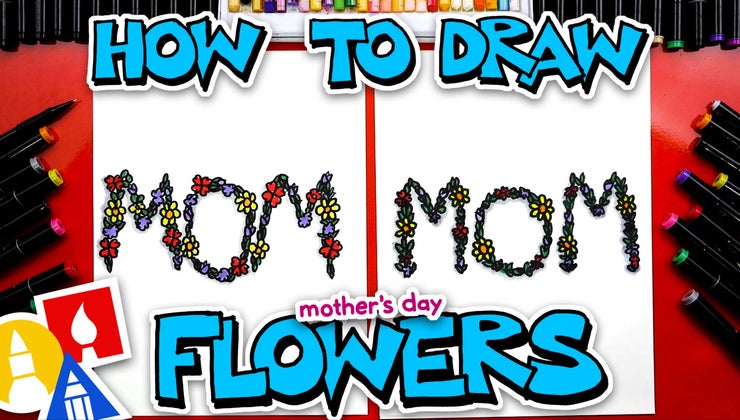 How To Draw MOM With Flowers - Mother's Day! | Art For Kids Hub