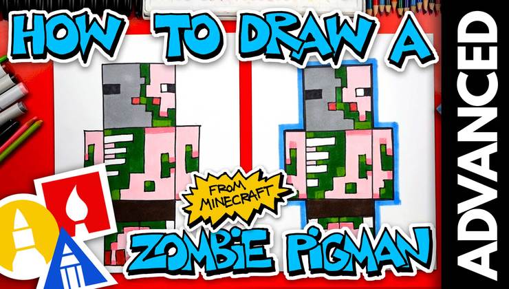 How To Draw A Zombie Pigman From Minecraft (Advanced) | Art For Kids Hub