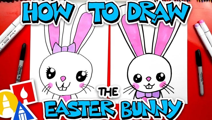 How To Draw A Big Easter Bunny Portrait | Art For Kids Hub