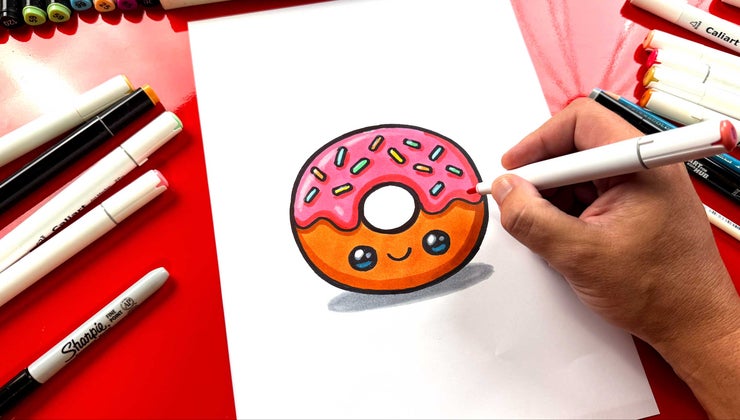 How To Draw A Funny Cake Donut With Shading