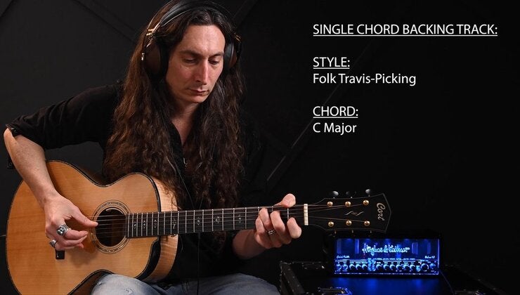 Single Chord Backing Track: Folk Travis-Picking in C Major