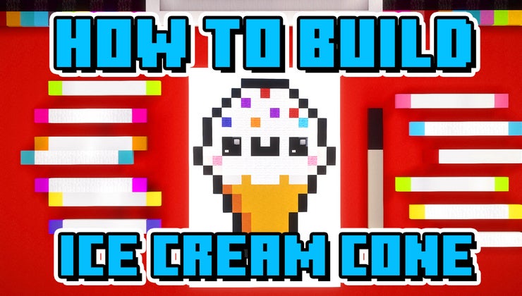 How To Build A Cute Ice Cream Cone - Minecraft Art