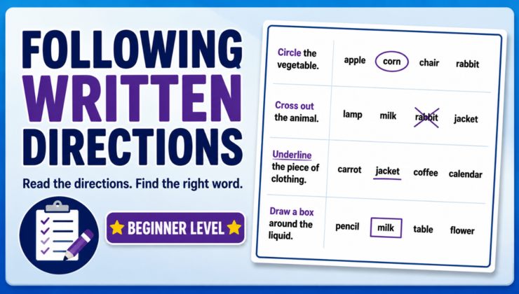 Following Written Directions | Reading and Word Identification Activity