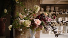 Tall urn with contrasting foliage
