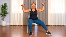 Instructor leading an accessible seated chair fitness workout