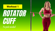 Pole dancer training rotator cuff muscles with resistance band for shoulder stability and injury prevention