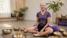 Instructor guiding a calming meditation and breath work practice