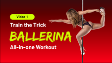 Pole dancer training strength and mobility for Ballerina pose on static pole.