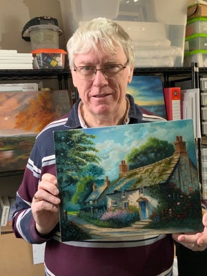 Student painting at MazArt Academy