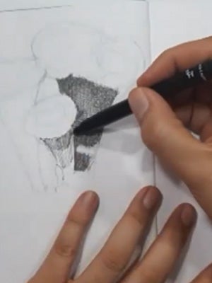 Sketching with fineliners for shape and texture