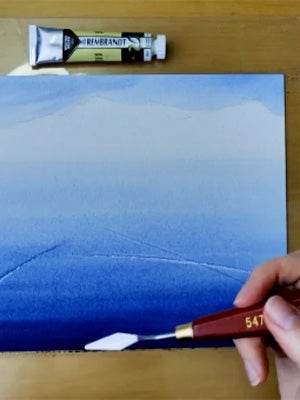 Creating cracked ice with gouache and palette knife