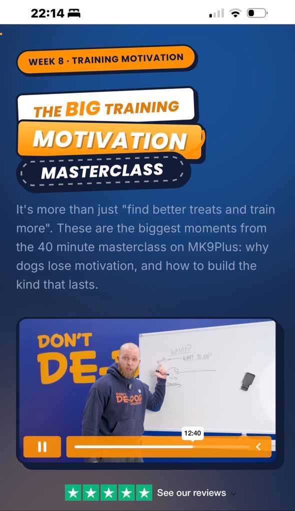 A Whole Dog Blueprint lesson page on a phone
