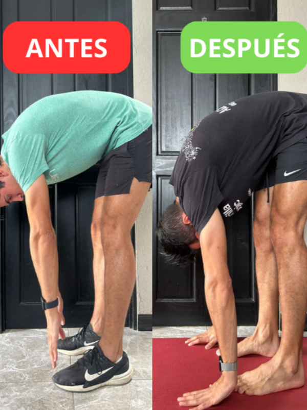 Antes y después de flexibilidad de una alumna