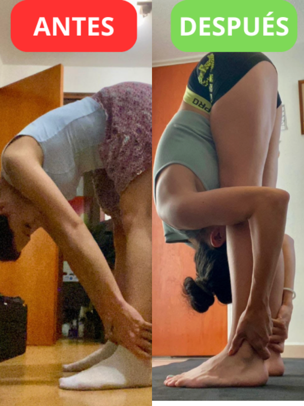 Antes y después de flexibilidad de un alumno