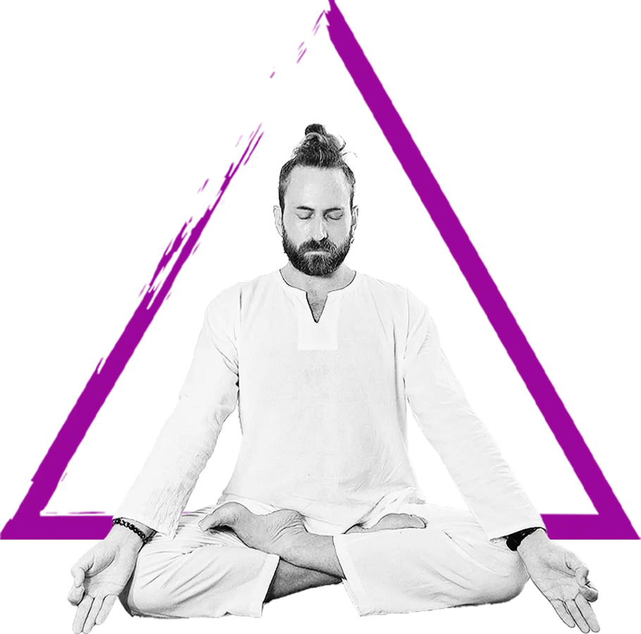 Andrew meditating inside an upward triangle