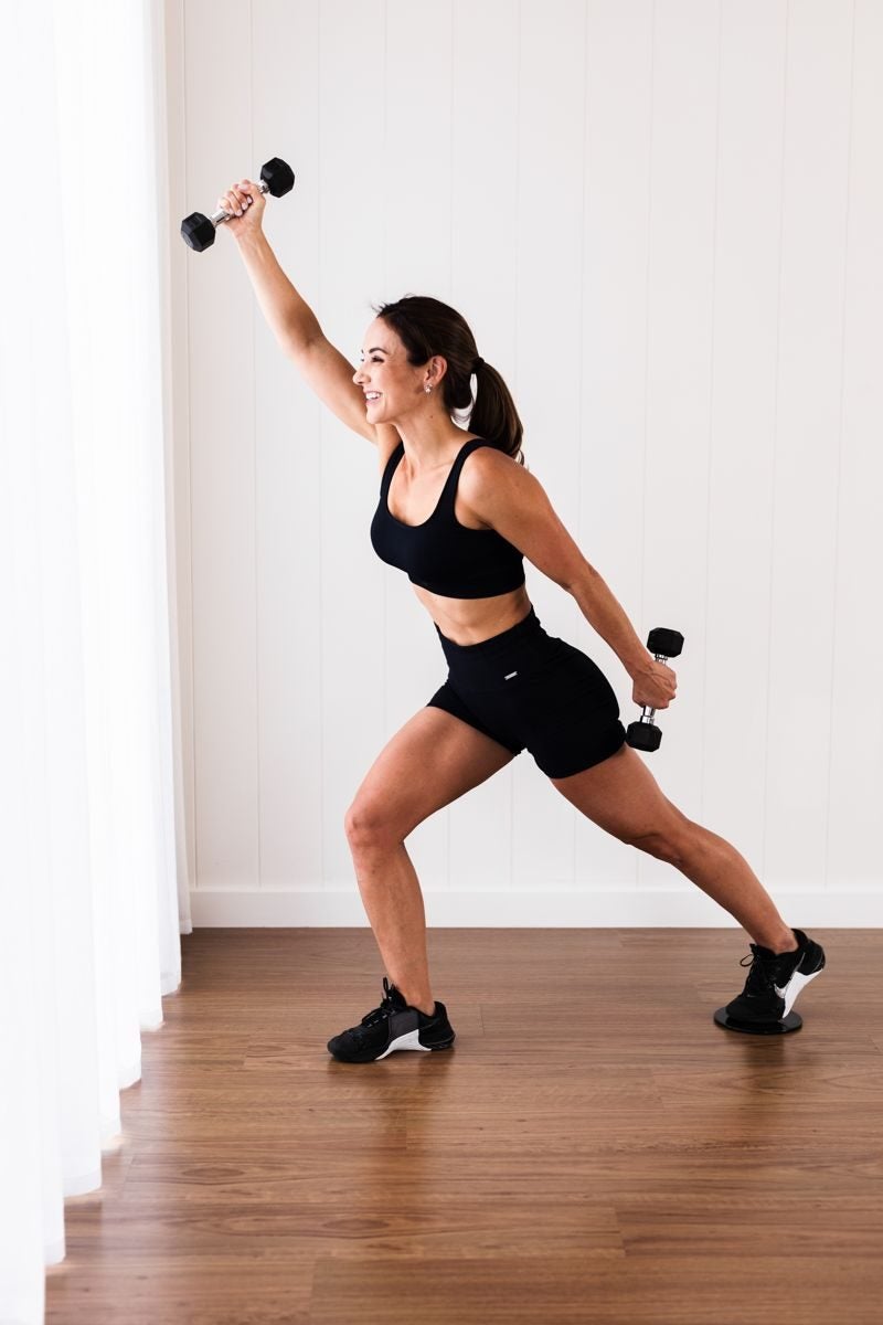 Lunge with hand weights