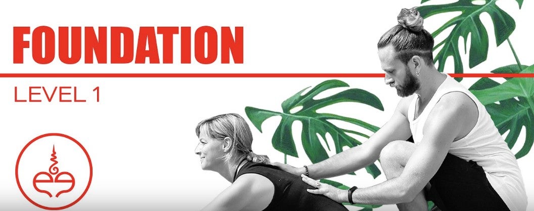 Foundation video: Andrew guiding Clelia in a forward bend