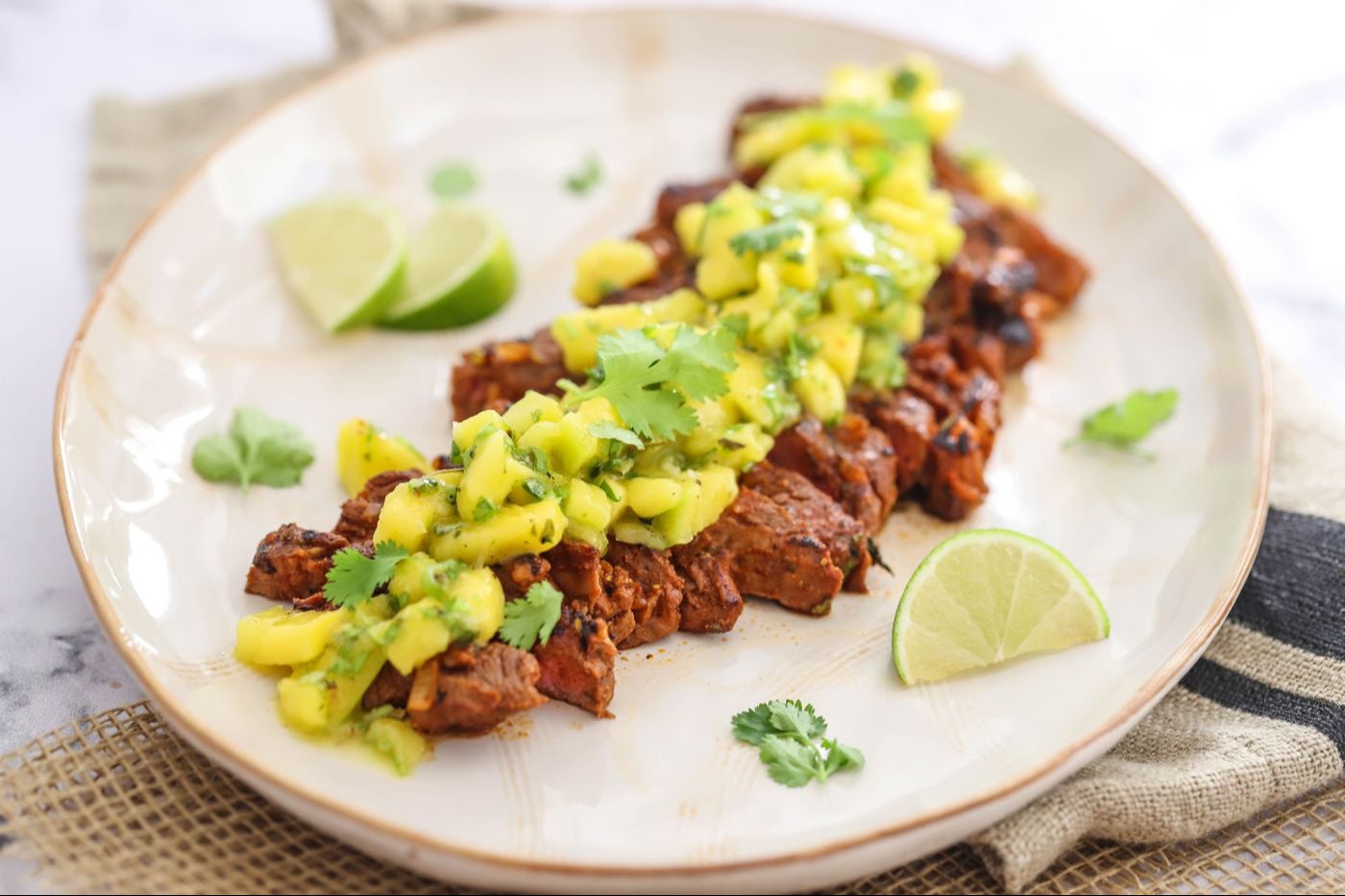 Grilled Flank Steak with Mango Chimichurri