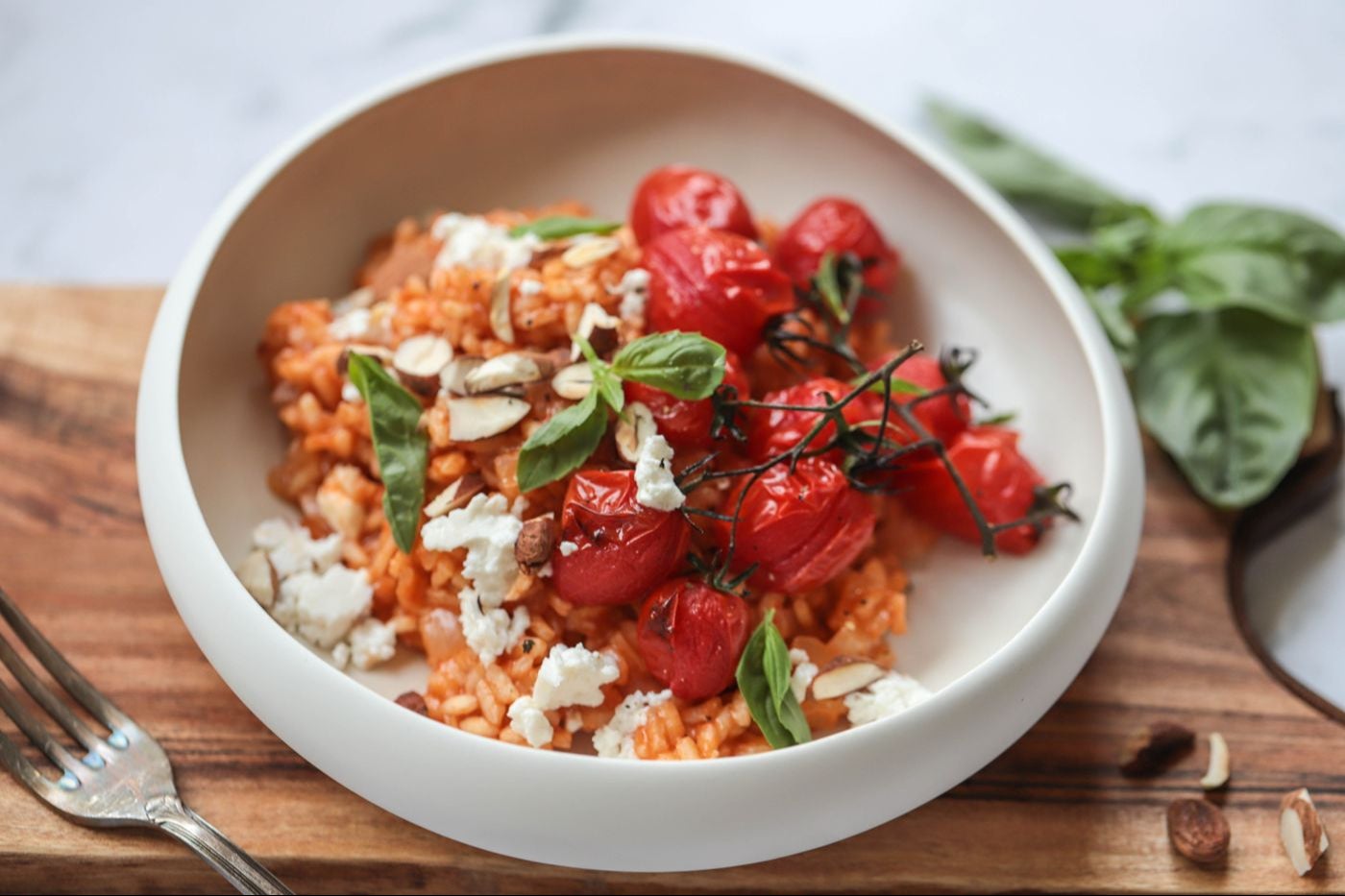 Roasted Tomato Risotto with Goat’s Cheese