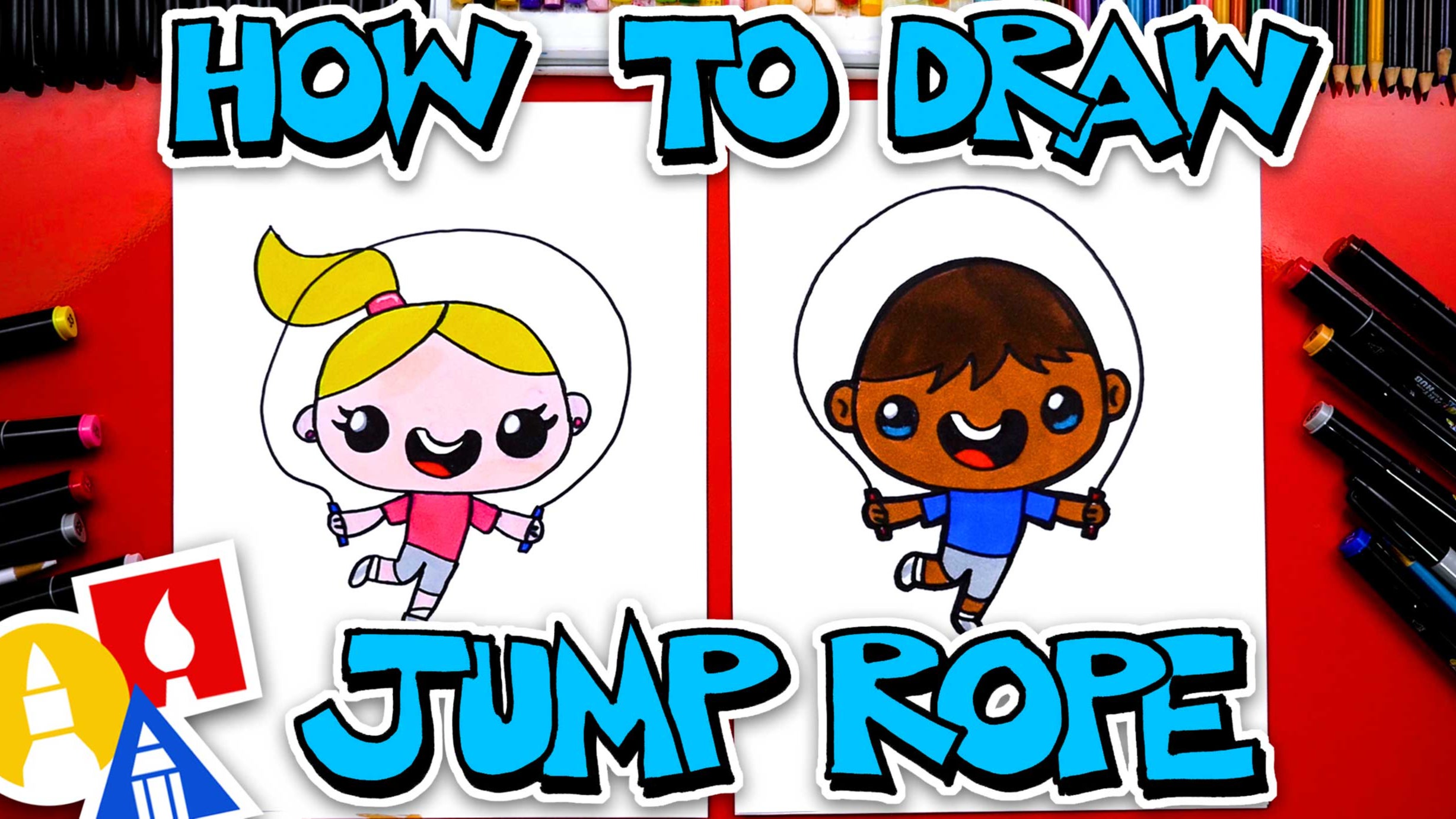How To Draw A Kid Playing Jump Rope Art For Kids Hub