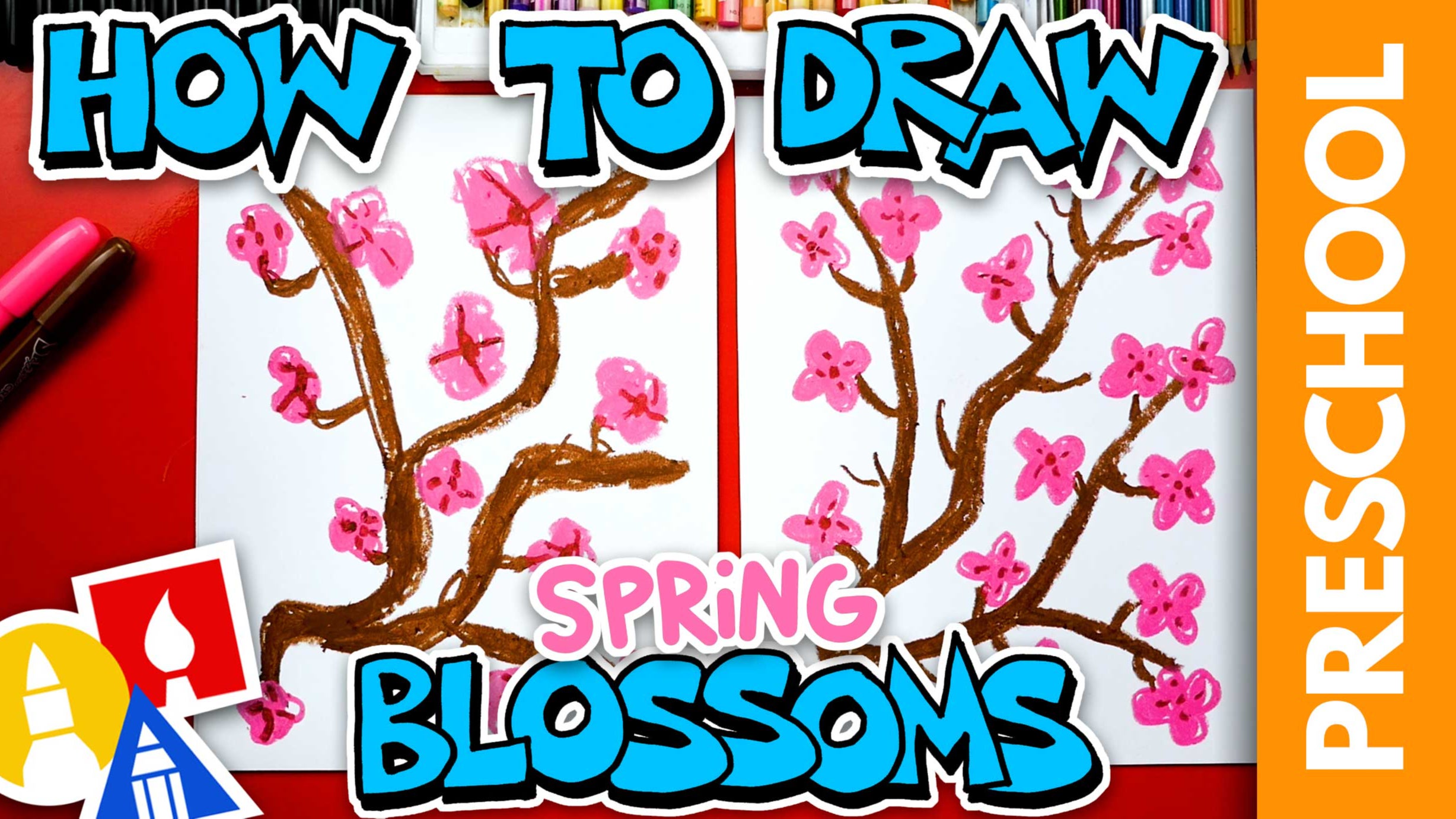 How To Draw Spring Blossoms Preschool Art For Kids Hub