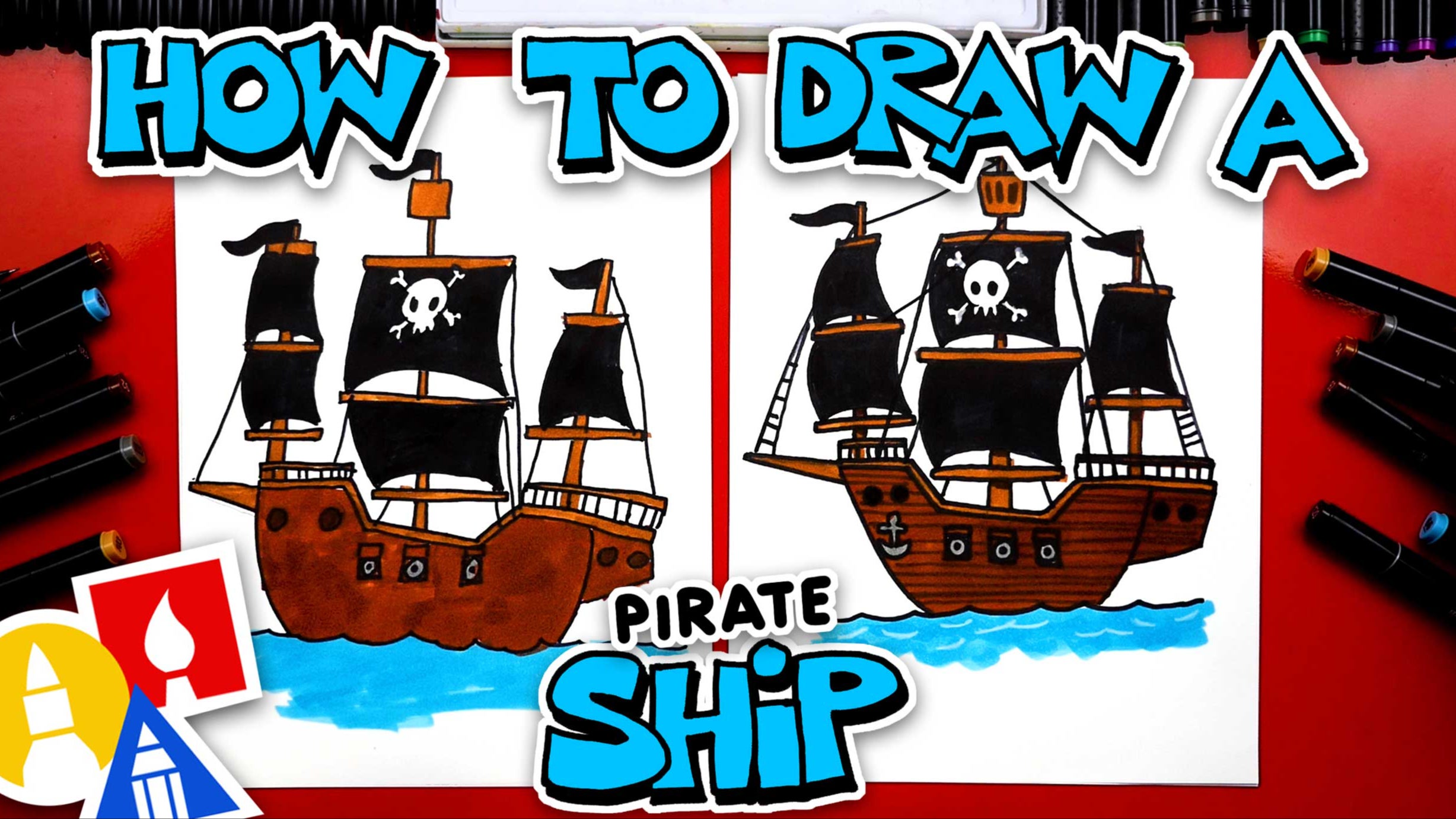 How To Draw A Really Cool Pirate Ship Art For Kids Hub