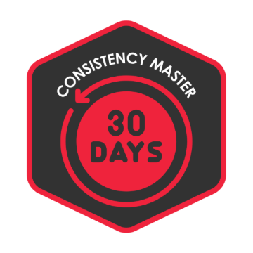 Image for the badge 30-Day Learning Streak | Consistency Master .