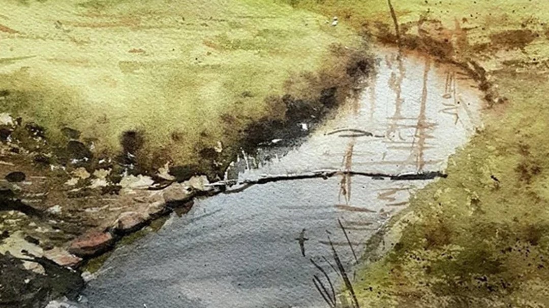 Reflected Light Landscape in Watercolour