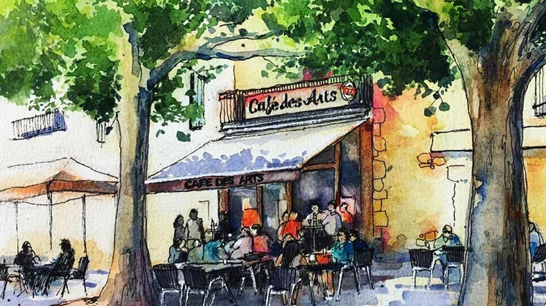 Complex Scene Confidence for Urban Sketching with Ink and Watercolour