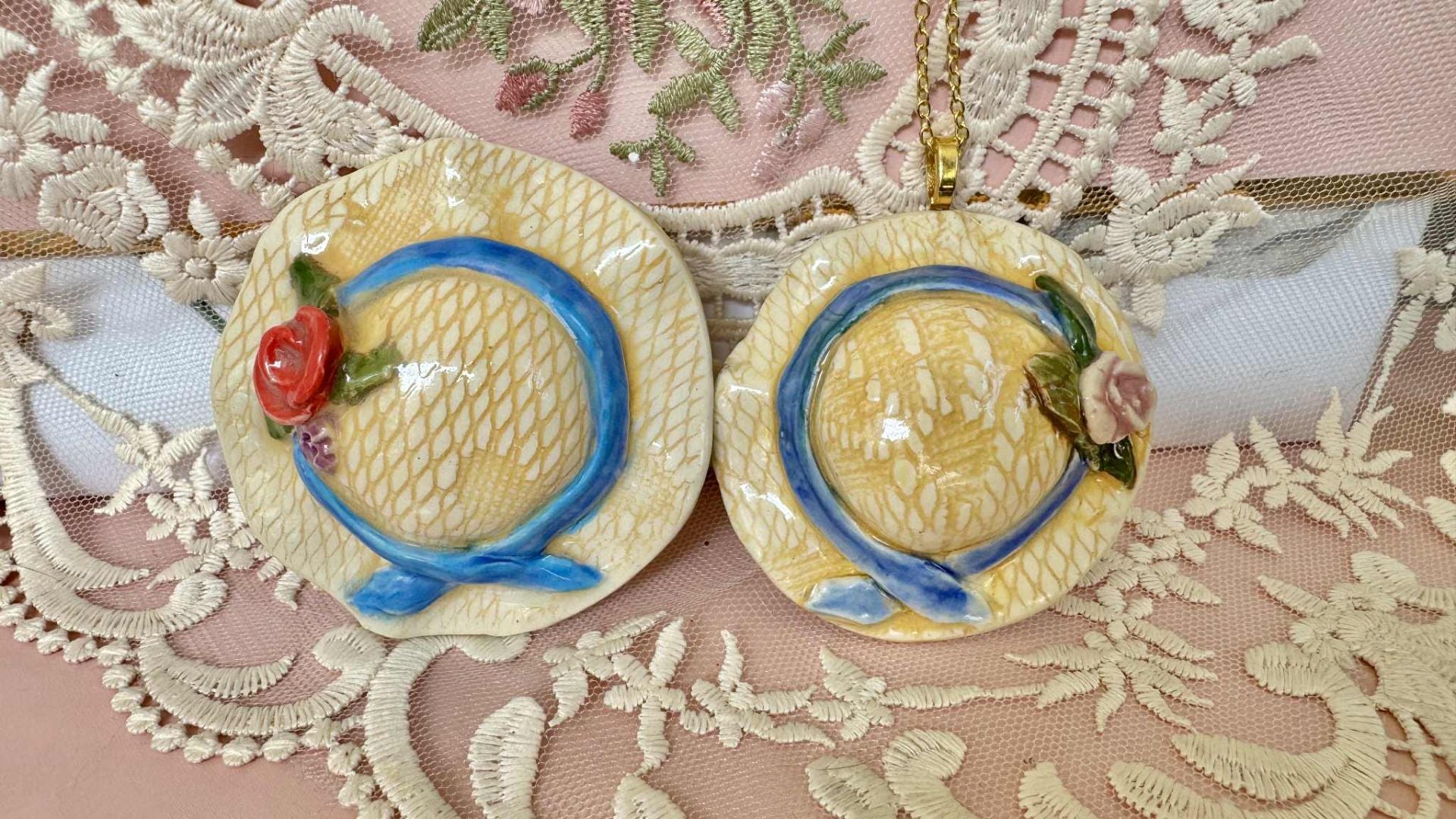 French Straw Hat Brooch