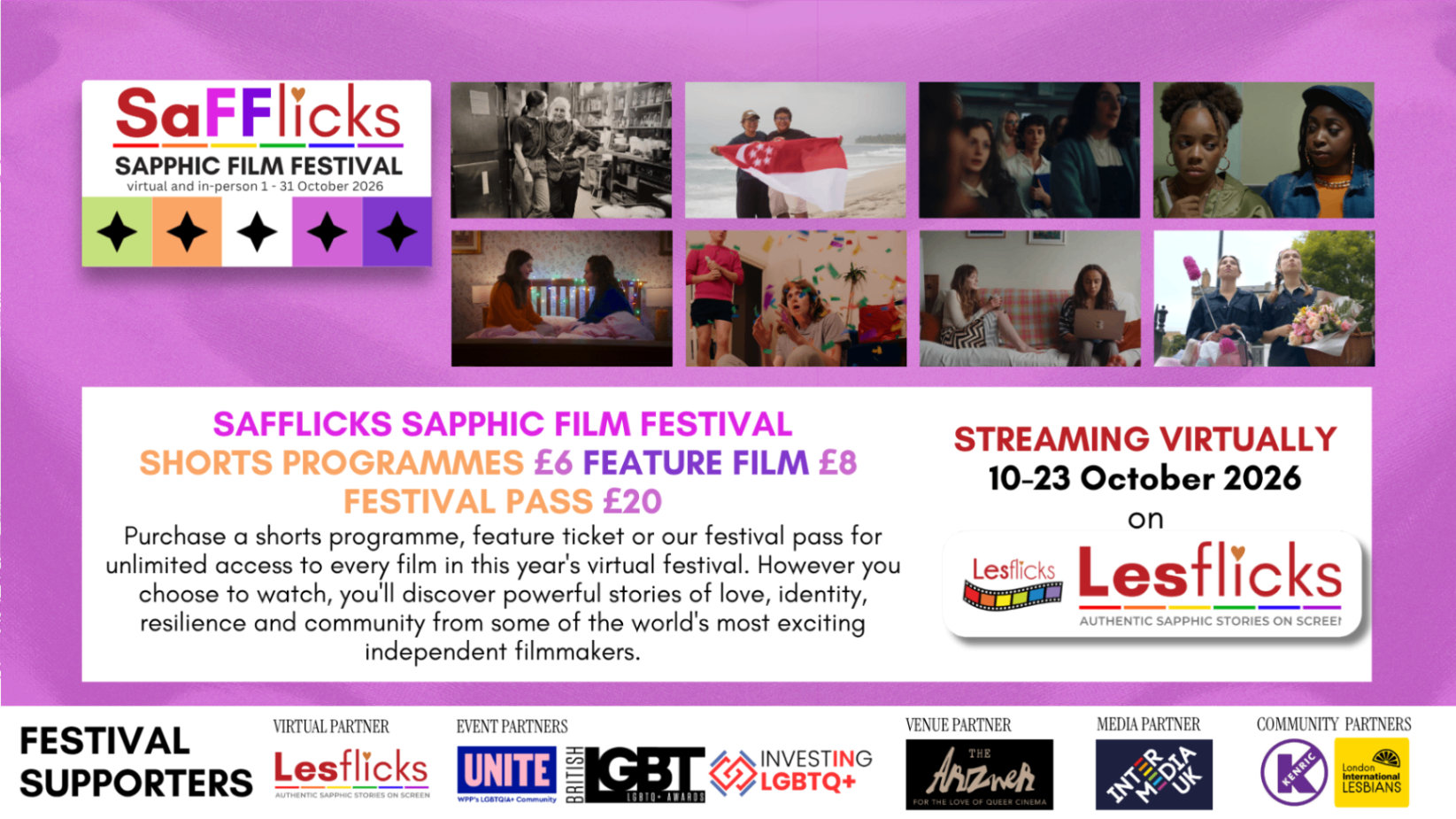 Safflicks Sapphic Film Festival October 2026 Festival Pass
