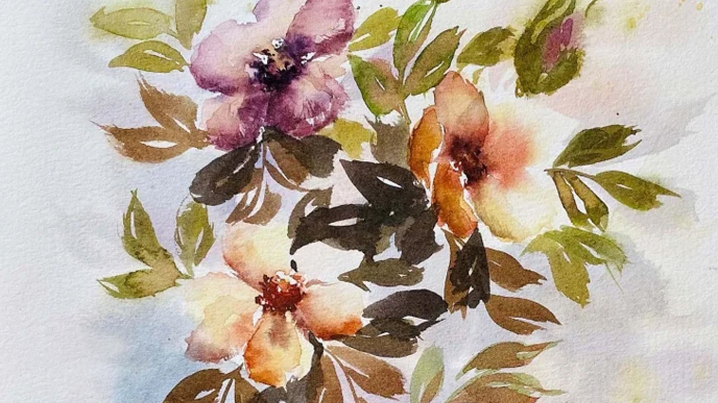 Watercolour Wild Roses Vintage Wild Roses with Watercolour