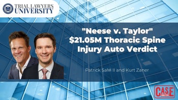 "Neese v. Taylor" $21.05M Thoracic Spine Injury Auto Verdict | Patrick Salvi II & Kurt Zaner | 05/04/22