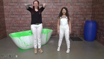 Lucy And Jaz Wear White In The Gunge Bath