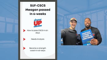 CSCS w/ Megan who passed in 6-weeks & Football Needs Analysis