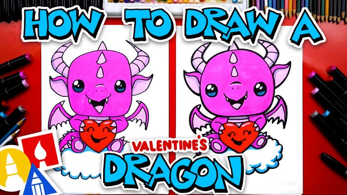 How To Draw A Valentine&rsquo;s Day Dragon | Art For Kids Hub