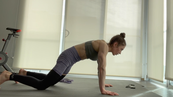 Pushups & floor chest press with resistance bands & tall plank challenge