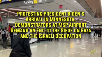 Pro-Palestine Protest at MSP Airport Greets President Biden's Visit to MN | Unicorn Riot