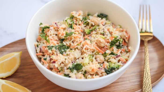 Tahini Rice Rice & Chickpea Salad with Tahini Lemon Dressing