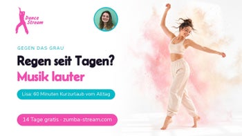 Regen draußen, Sonne drin — Zumba® Fitness online mit Lisa