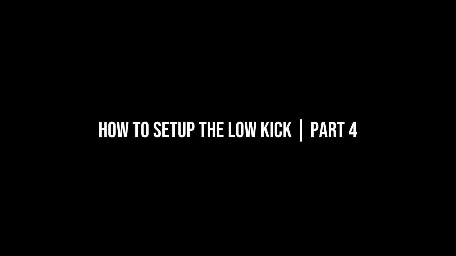 How To Setup The Low Kick: Part 4