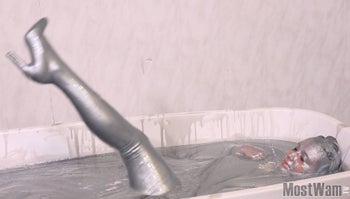 Rhian Wet Hair in Swimming Pool in Jeans | CustomWam