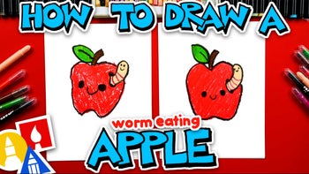 How To Draw A Worm Eating An Apple