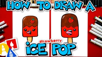 How To Draw A Chocolate-Dipped Strawberry Ice Pop