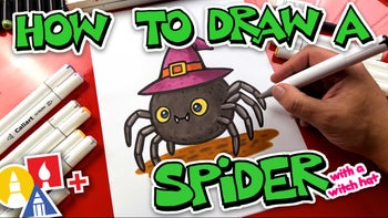 How To Draw A Funny Spider With A Witch Hat