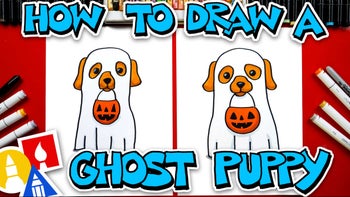 How To Draw A Puppy In A Ghost Costume